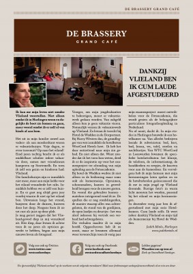 Voorblad nieuwe menukaart brassery Seeduyn Vlieland. Eind April 2016.